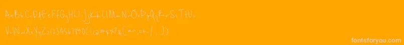 BmdUnrulyness-Schriftart – Rosa Schriften auf orangefarbenem Hintergrund