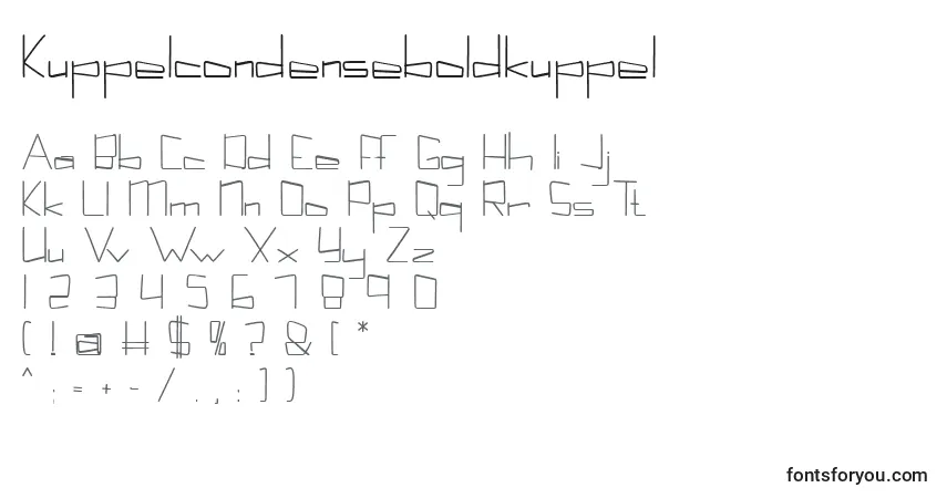 Kuppelcondenseboldkuppel-fontti – aakkoset, numerot, erikoismerkit