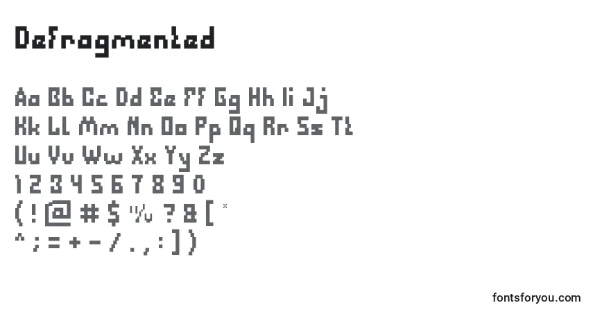 Fuente Defragmented - alfabeto, números, caracteres especiales