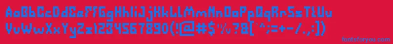 フォントDefragmented – 赤い背景に青い文字