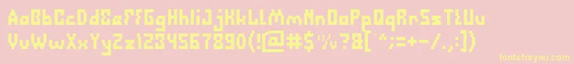 Defragmented Font – Yellow Fonts on Pink Background