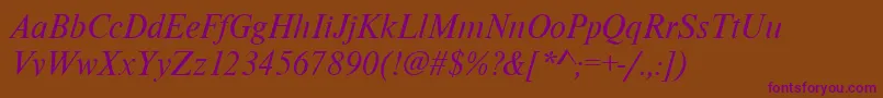 More about NimbusromdgrItalic Font NimbusromdgrItalic Font – Purple Fonts on Brown Background