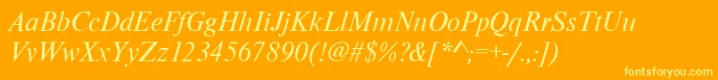 NimbusromdgrItalicフォントについての詳細 フォントNimbusromdgrItalic – オレンジの背景に黄色の文字