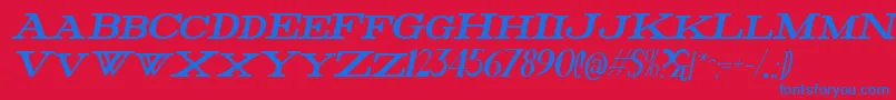 FatHighItalic-Schriftart – Blaue Schriften auf rotem Hintergrund