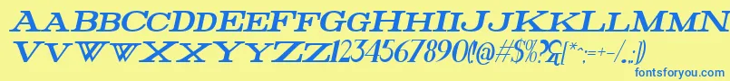 FatHighItalic Font – Blue Fonts on Yellow Background