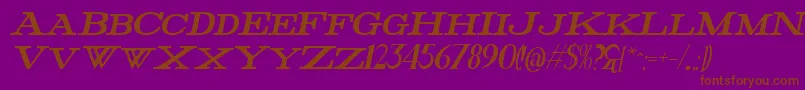 FatHighItalic-fontti – ruskeat fontit violetilla taustalla