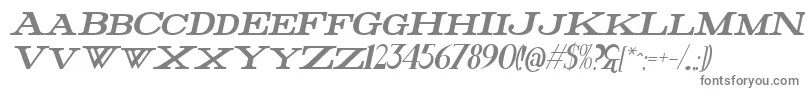 FatHighItalic-fontti – harmaat kirjasimet valkoisella taustalla