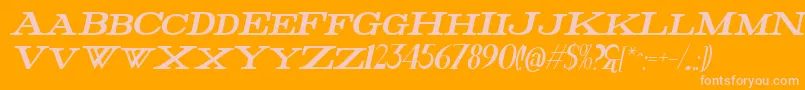 FatHighItalic-fontti – vaaleanpunaiset fontit oranssilla taustalla