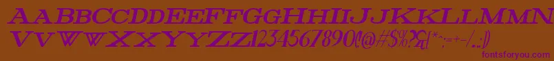 フォントFatHighItalic – 紫色のフォント、茶色の背景