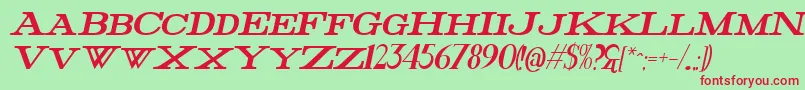 フォントFatHighItalic – 赤い文字の緑の背景