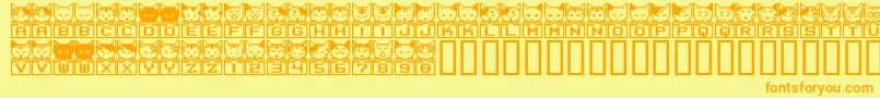 Bmnea-Schriftart – Orangefarbene Schriften auf gelbem Hintergrund
