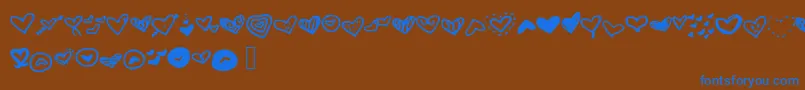 フォントMwheart – 茶色の背景に青い文字