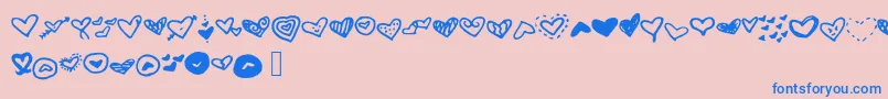 フォントMwheart – ピンクの背景に青い文字