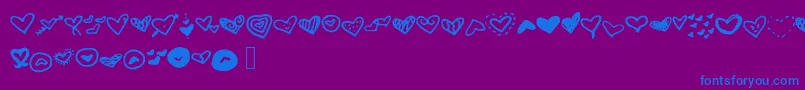 Mwheart-fontti – siniset fontit violetilla taustalla