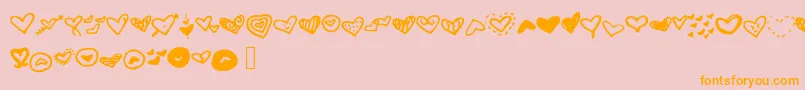 Mwheart-Schriftart – Orangefarbene Schriften auf rosa Hintergrund