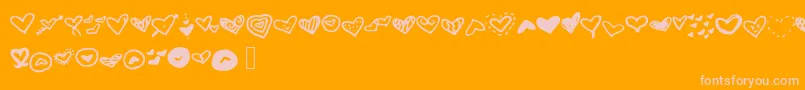 フォントMwheart – オレンジの背景にピンクのフォント