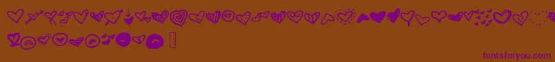 フォントMwheart – 紫色のフォント、茶色の背景