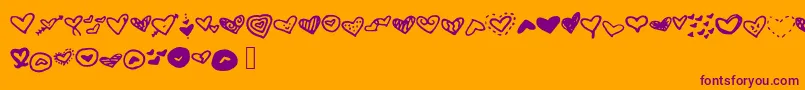 Mwheart-Schriftart – Violette Schriften auf orangefarbenem Hintergrund