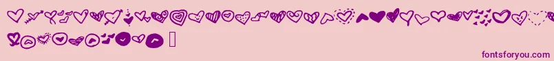 フォントMwheart – ピンクの背景に紫のフォント