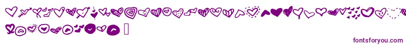 フォントMwheart – 白い背景に紫のフォント