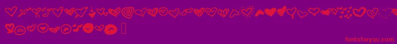 Mwheart-fontti – punaiset fontit violetilla taustalla