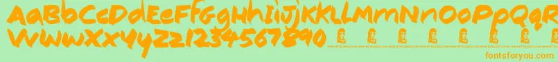 フォントConsistencyMeasures – オレンジの文字が緑の背景にあります。