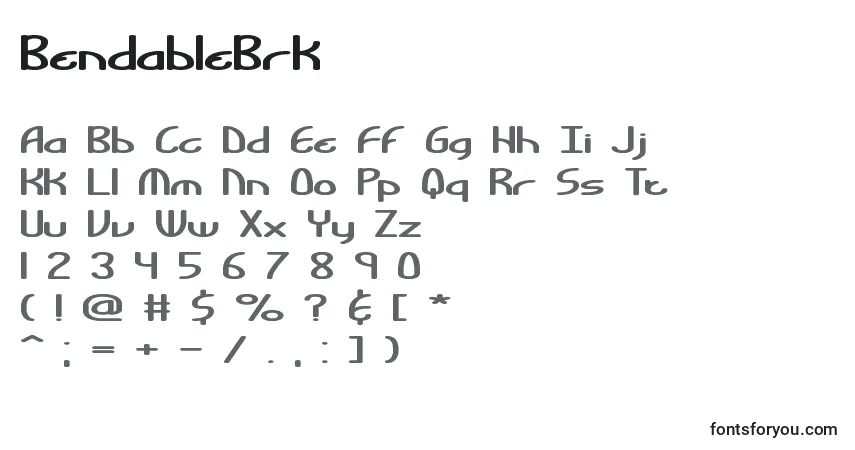 Schriftart BendableBrk – Alphabet, Zahlen, spezielle Symbole