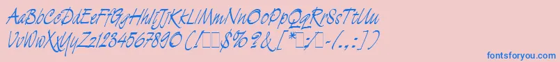 DemianLetLetPlain.1.0-Schriftart – Blaue Schriften auf rosa Hintergrund