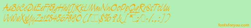 DemianLetLetPlain.1.0 Font – Orange Fonts on Green Background