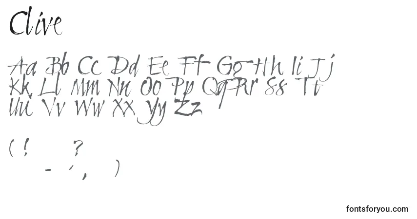 Шрифт Clive – алфавит, цифры, специальные символы