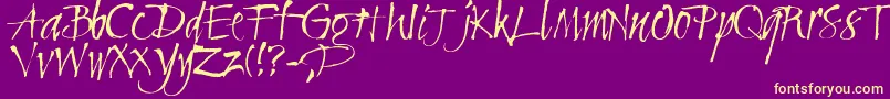 Clive-Schriftart – Gelbe Schriften auf violettem Hintergrund