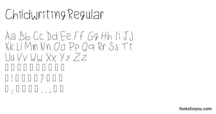Schriftart ChildwritingRegular – Alphabet, Zahlen, spezielle Symbole