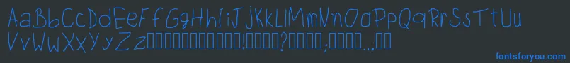 ChildwritingRegular-Schriftart – Blaue Schriften auf schwarzem Hintergrund