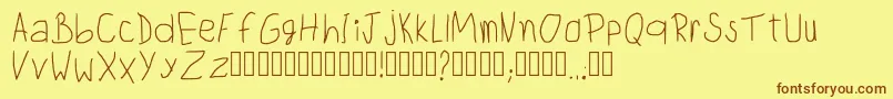 ChildwritingRegular-fontti – ruskeat fontit keltaisella taustalla