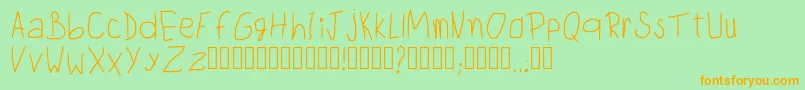 ChildwritingRegular-fontti – oranssit fontit vihreällä taustalla