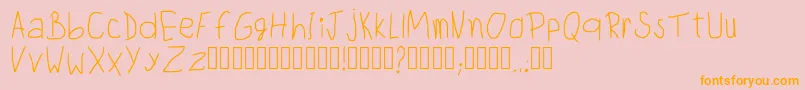 ChildwritingRegular-Schriftart – Orangefarbene Schriften auf rosa Hintergrund