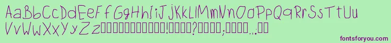 ChildwritingRegular-fontti – violetit fontit vihreällä taustalla