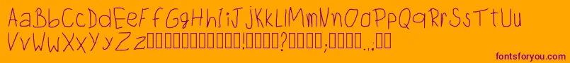 Czcionka ChildwritingRegular – fioletowe czcionki na pomarańczowym tle