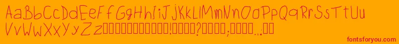 ChildwritingRegular Font – Red Fonts on Orange Background