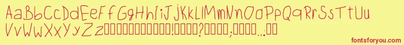 ChildwritingRegular Font – Red Fonts on Yellow Background