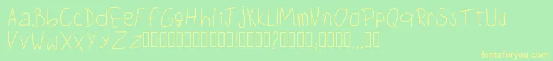 ChildwritingRegular-Schriftart – Gelbe Schriften auf grünem Hintergrund