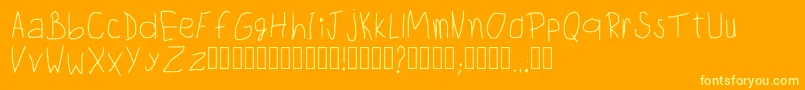 ChildwritingRegular-fontti – keltaiset fontit oranssilla taustalla
