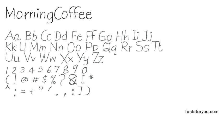 Czcionka MorningCoffee – alfabet, cyfry, specjalne znaki