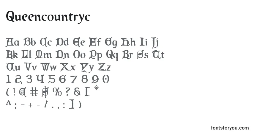 Schriftart Queencountryc – Alphabet, Zahlen, spezielle Symbole