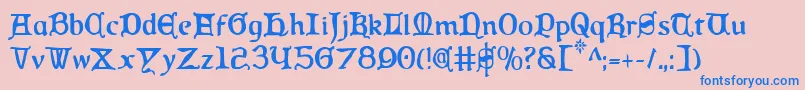 Queencountryc-Schriftart – Blaue Schriften auf rosa Hintergrund