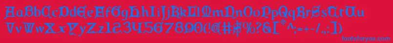 Queencountryc Font – Blue Fonts on Red Background