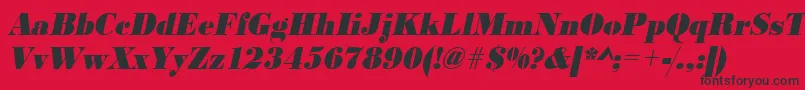 フォントUrwbodonidextbolextnarOblique – 赤い背景に黒い文字