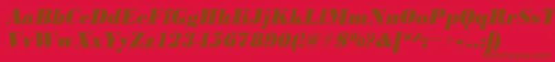 UrwbodonidextbolextnarOblique-Schriftart – Braune Schriften auf rotem Hintergrund