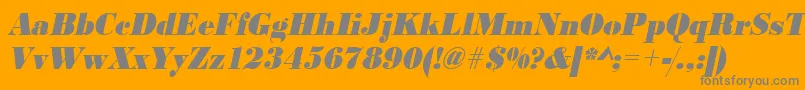 UrwbodonidextbolextnarOblique-fontti – harmaat kirjasimet oranssilla taustalla