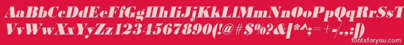 フォントUrwbodonidextbolextnarOblique – 赤い背景にピンクのフォント